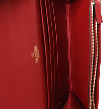 Valentino Garavani Vitello Small Rockstud Flap Wallet on Chain Red 4 of 11