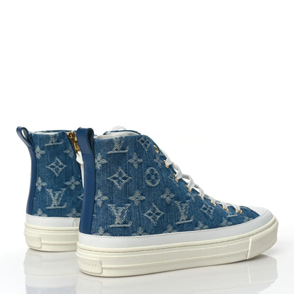 Louis Vuitton Denim Monogram Stellar Sneaker Boots 38 Bleu Jeans Blue 3 of 7