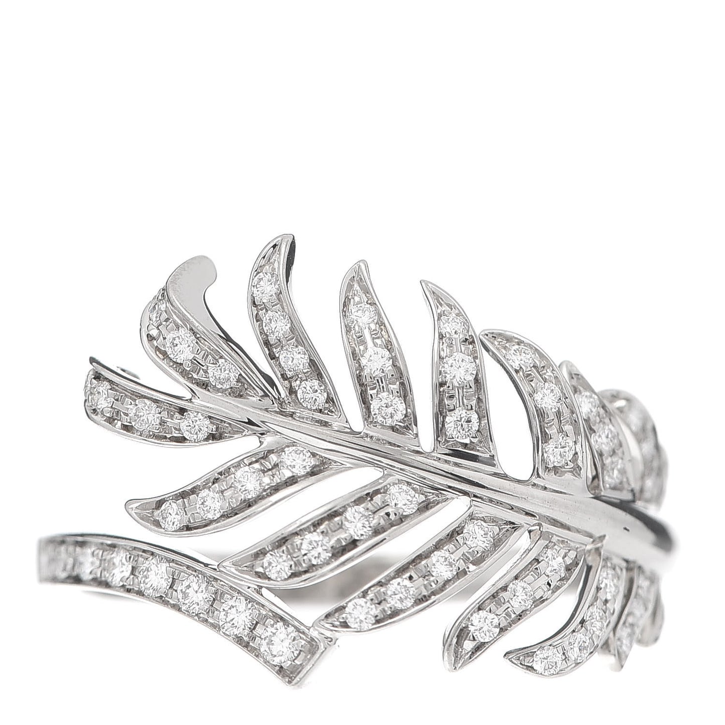 18K White Gold Diamond Plume De Ring 56 7.5