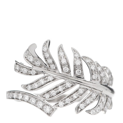 Chanel 18K White Gold Diamond Plume De Ring 56 7.5 1 of 6