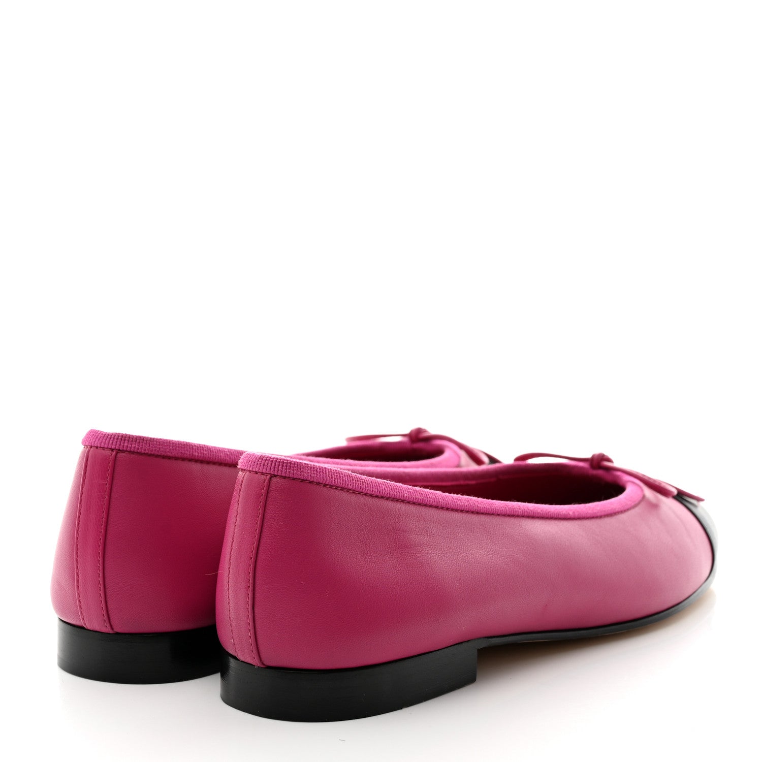 Chanel Lambskin Cap Toe CC Ballerina Flats 36.5 Fuchsia Black 4 of 9
