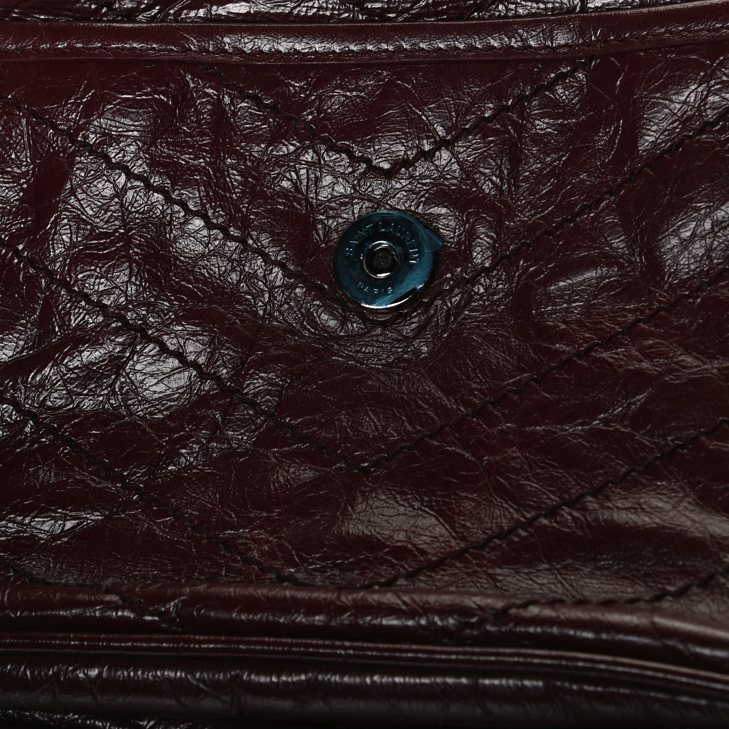 Saint Laurent Crinkled Calfskin Matelasse Monogram Medium Niki Chain Satchel Burgundy 12 of 13