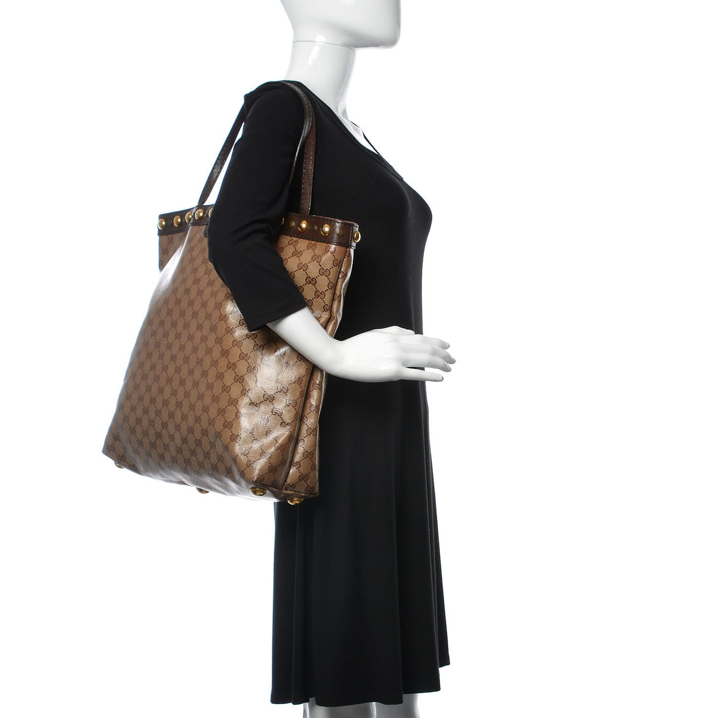 Crystal Monogram Large Babouska Vertical Shopping Tote Brown