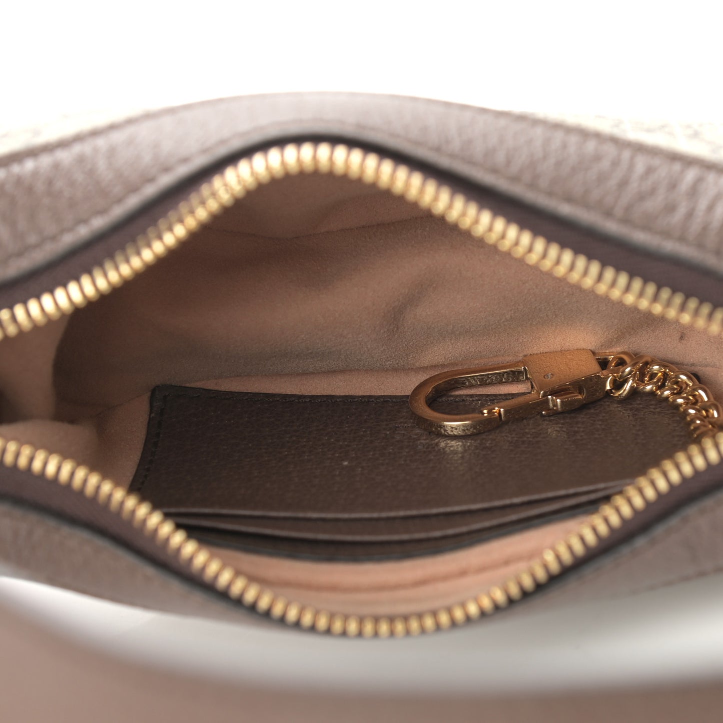 GG Supreme Monogram Textured Calfskin Web Mini Ophidia Half Moon Hobo Beige Ebony New Acero