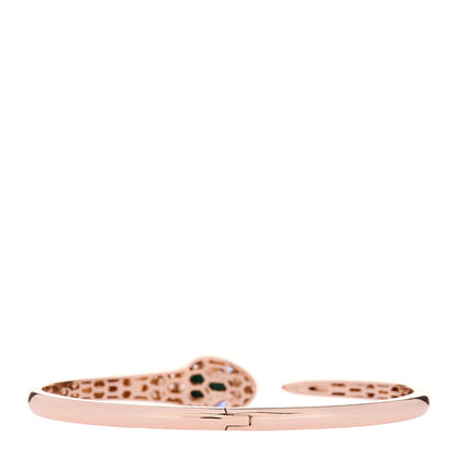 Bulgari 18K Rose Gold Diamond Sapphire Malachite Serpenti Seduttori Bangle Bracelet L 3 of 5