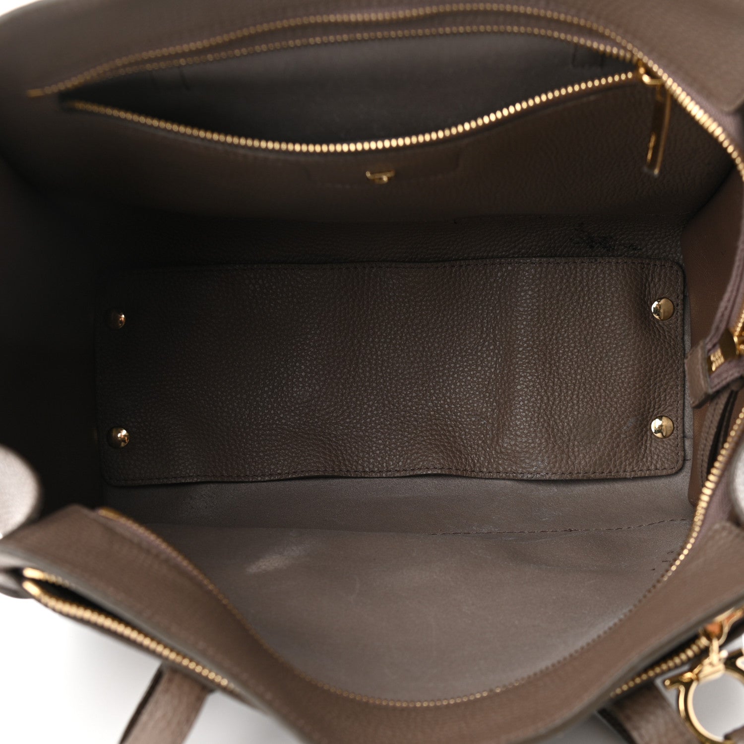 Salvatore Ferragamo Hammered Calfskin Double Handle Medium Amy Tote Beige 4 of 16