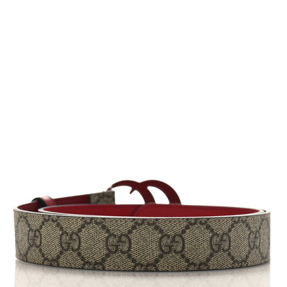 Gucci GG Supreme Monogram Plutone Calfskin Enamel Double G 30mm Belt 80 32 Beige Ebony New Cherry Red 2 of 3