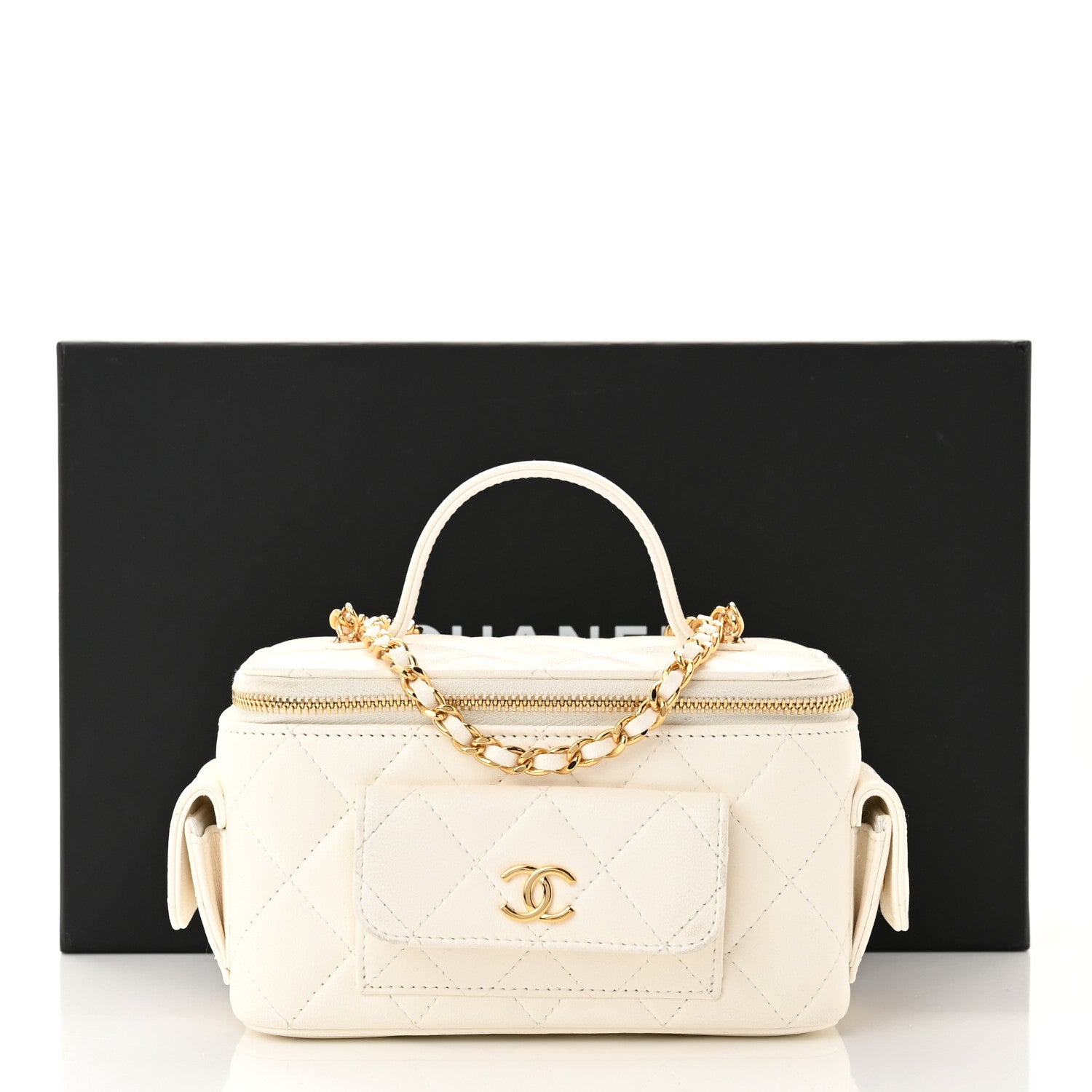 Chanel Lambskin Quilted Polly Pocket East West Top Vanity With Chain White 12 of 12