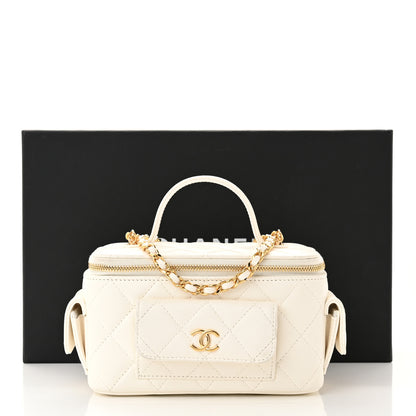 Chanel Lambskin Quilted Polly Pocket East West Top Vanity With Chain White 12 of 12