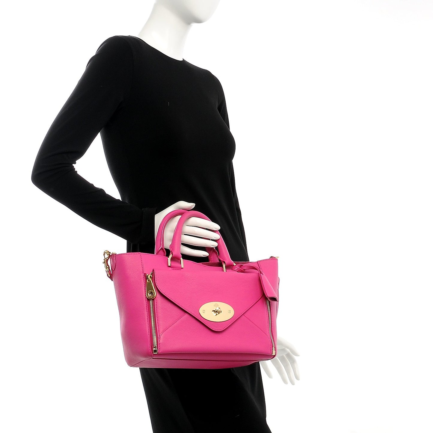 Silky Calf Small Willow Tote Fuchsia