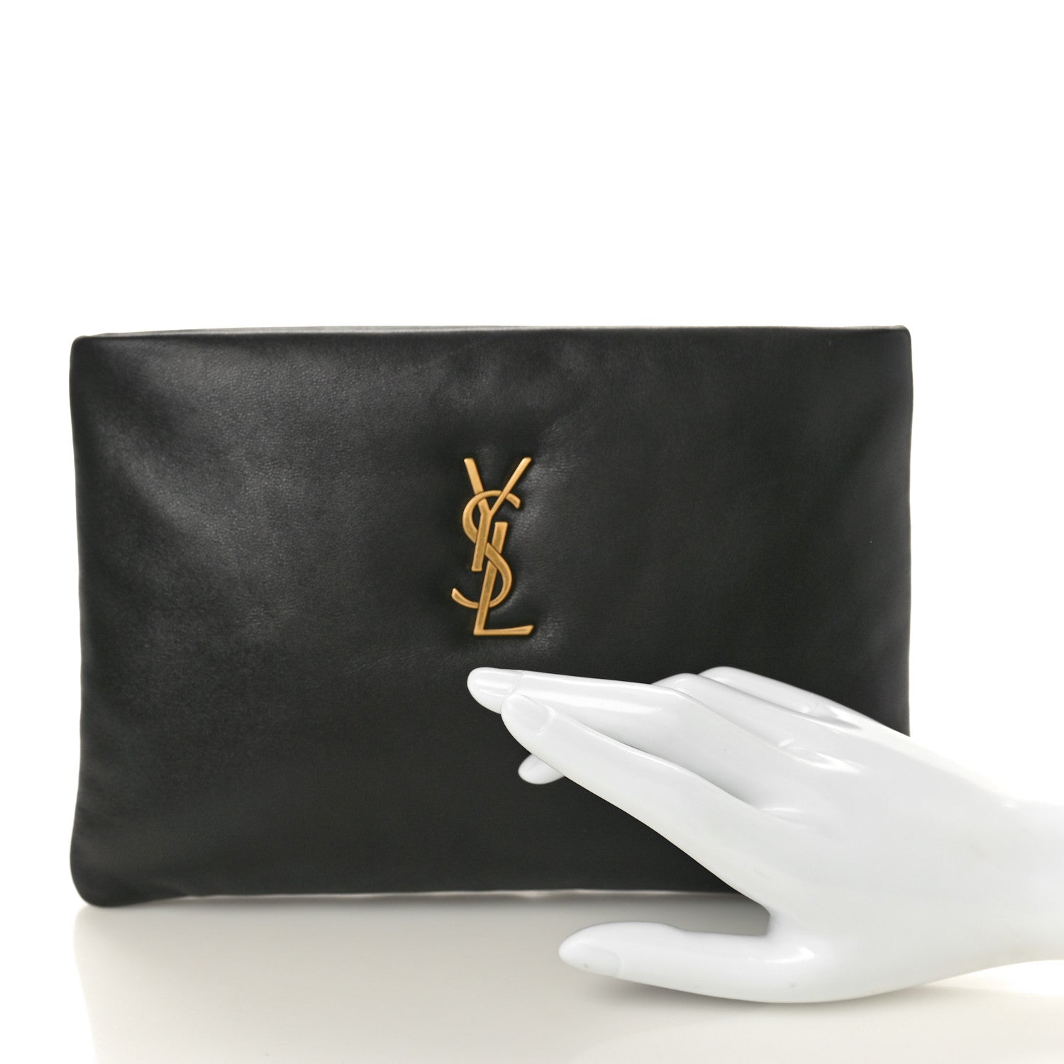 Saint Laurent Lambskin Small Calypso Pouch Black 2 of 8