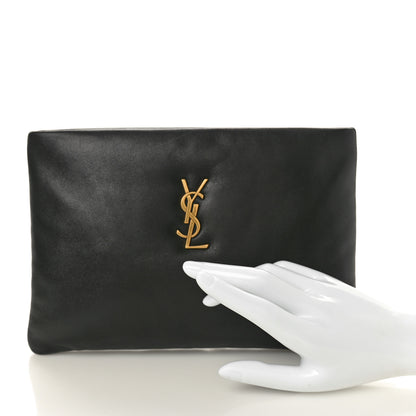 Saint Laurent Lambskin Small Calypso Pouch Black 2 of 8