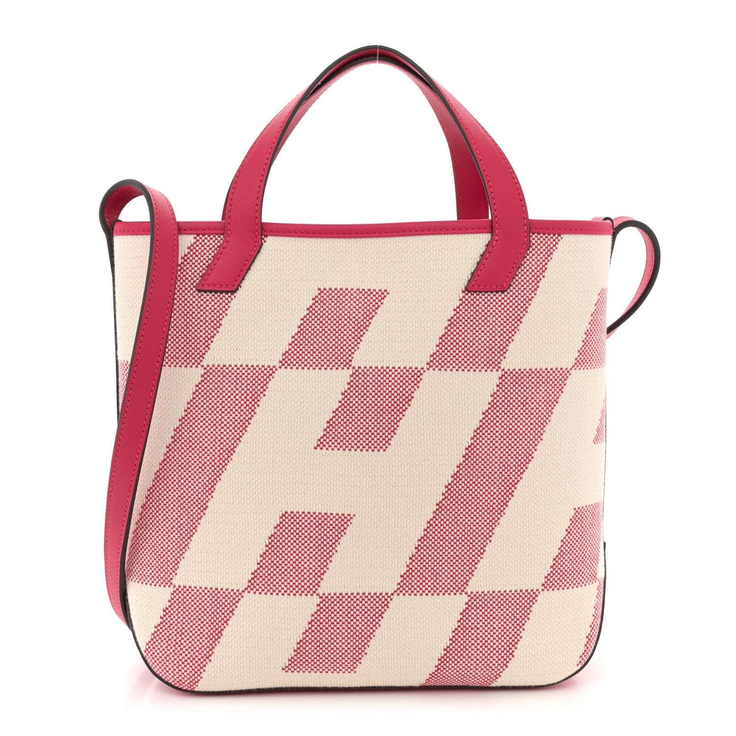 Hermes Swift Toile H Cabas H En Biais 27 Ecru Framboise 1 of 11