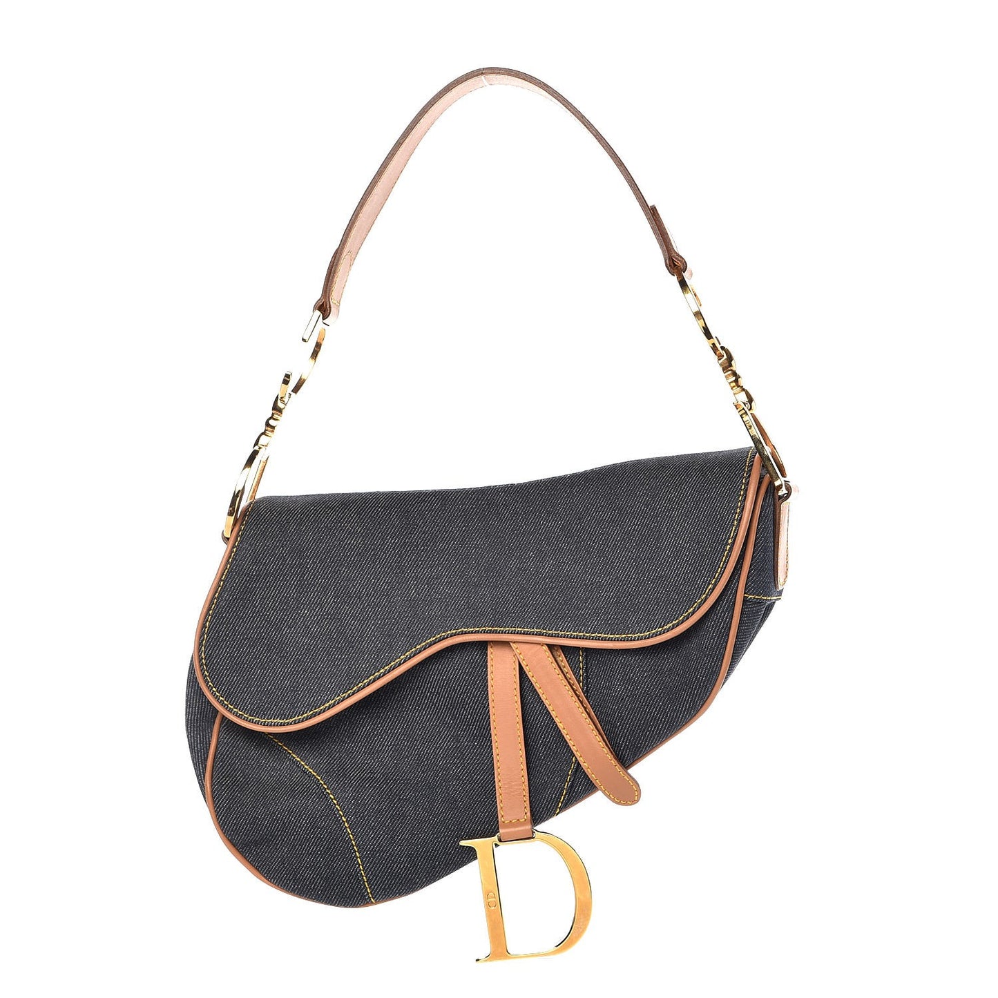 Denim Calfskin Saddle Bag Blue