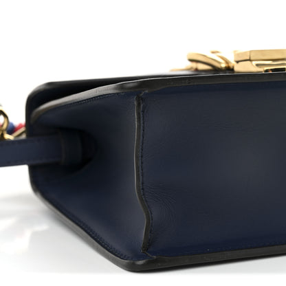 Gucci Vitello Fontanella Web Mini Sylvie Top Handle Bag Blue Agata 9 of 10