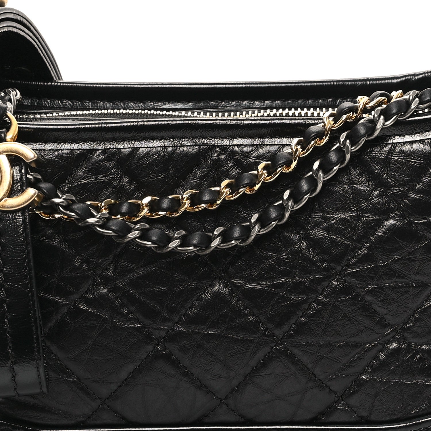 Chanel Aged Calfskin Quilted Small Gabrielle Hobo Black 8 of 10