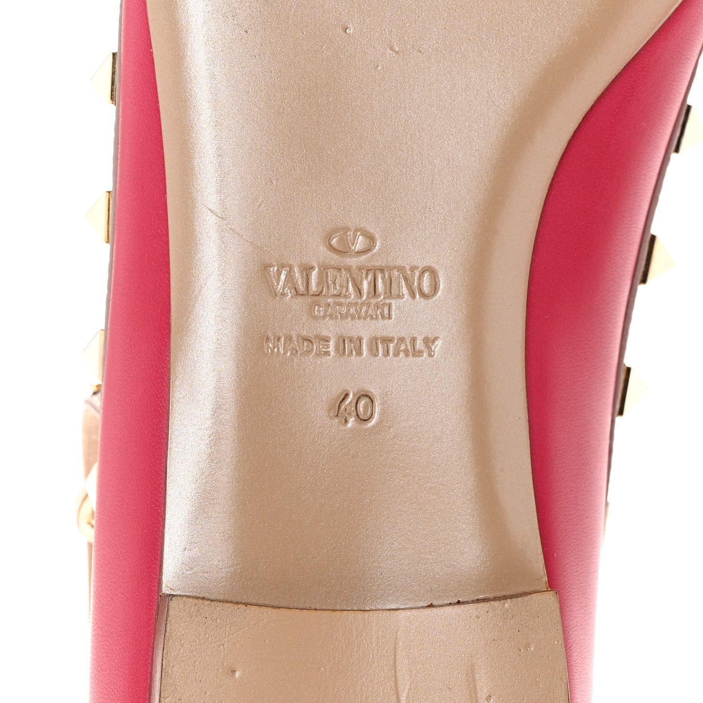 Calfskin Nappa Rockstud Cage Ballerina Flats 40 Cyclamin Poudre