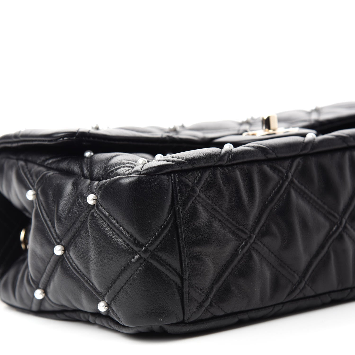 Chanel Lambskin Quilted Pearl Studded Flap Black 6 of 10
