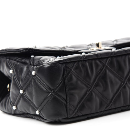Chanel Lambskin Quilted Pearl Studded Flap Black 6 of 10