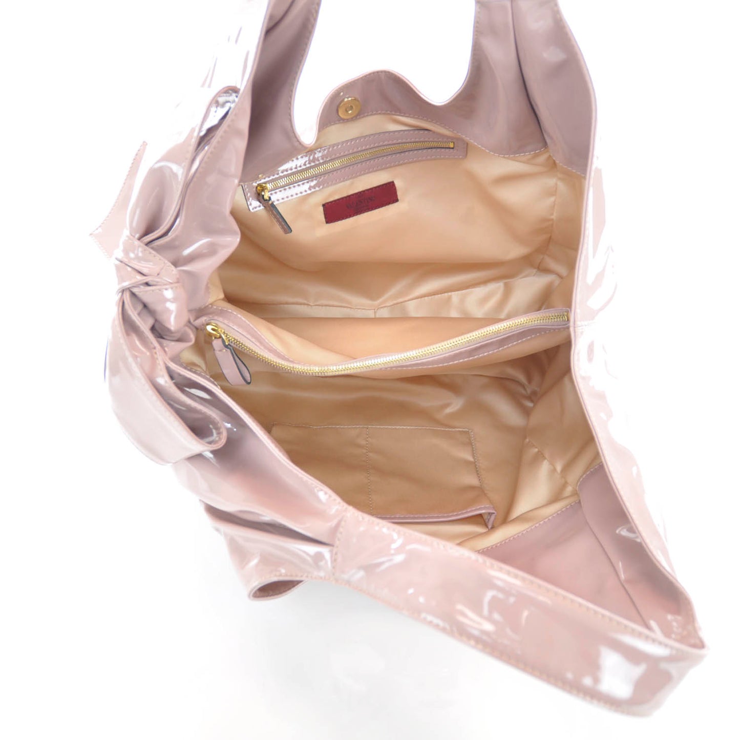 Patent Lacca Large Nuage Bow Hobo Blush