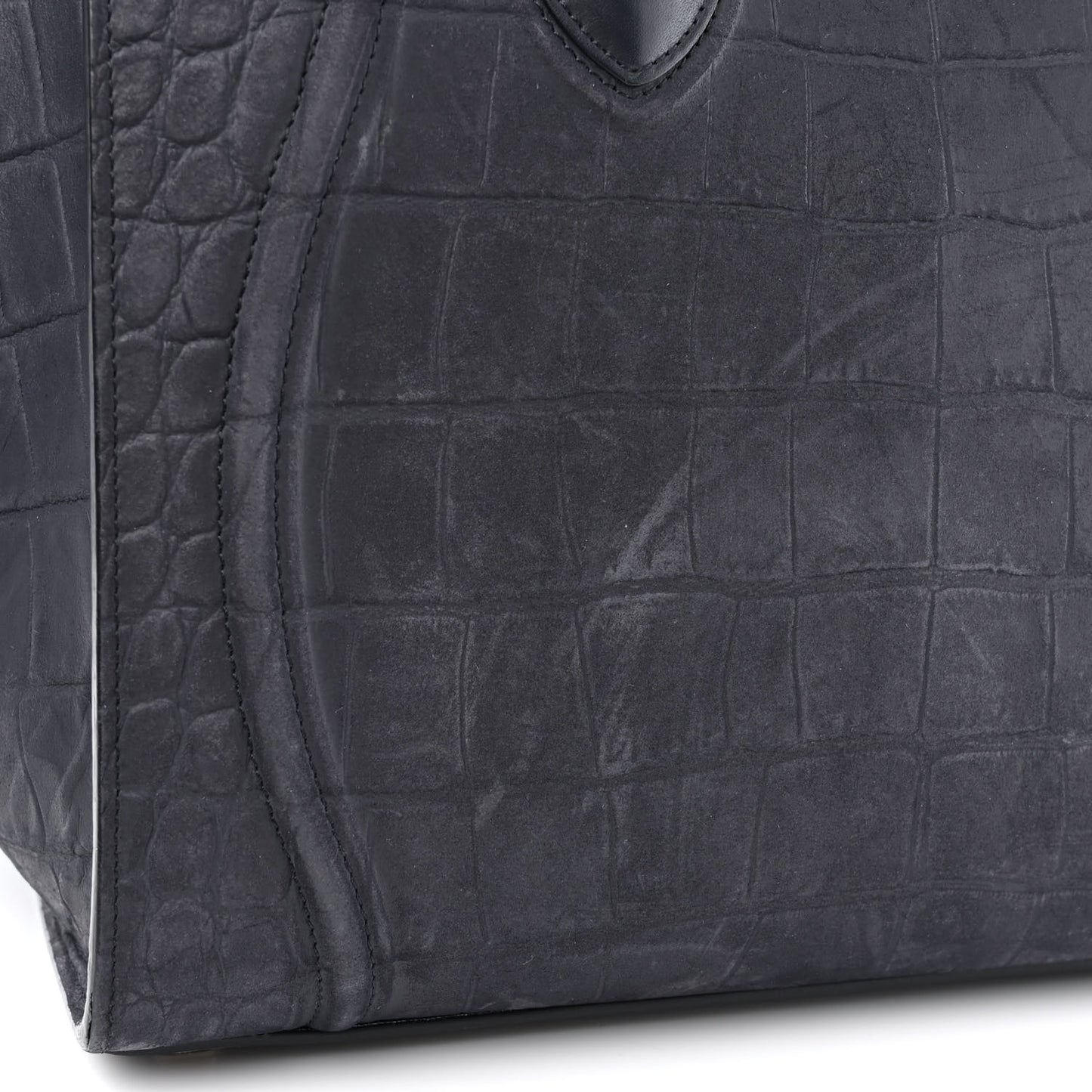 Crocodile Embossed Nubuck Medium Phantom Luggage Navy Blue