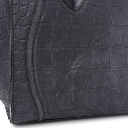 Celine Crocodile Embossed Nubuck Medium Phantom Luggage Navy Blue 15 of 18