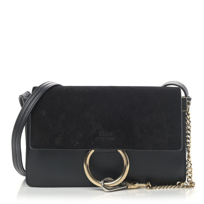 Chloe Suede Calfskin Small Faye Shoulder Bag Black 1 of 6