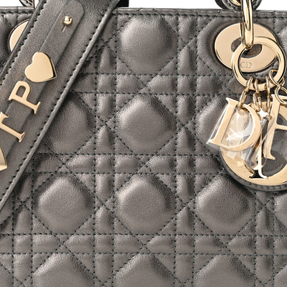 Christian Dior Lambskin Cannage Small My ABCDior Lady Dior Metallic Grey 7 of 10