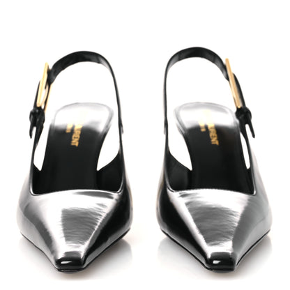 Saint Laurent Vitello Marilyn Lee 75 Slingback Pumps 38.5 Black 3 of 13