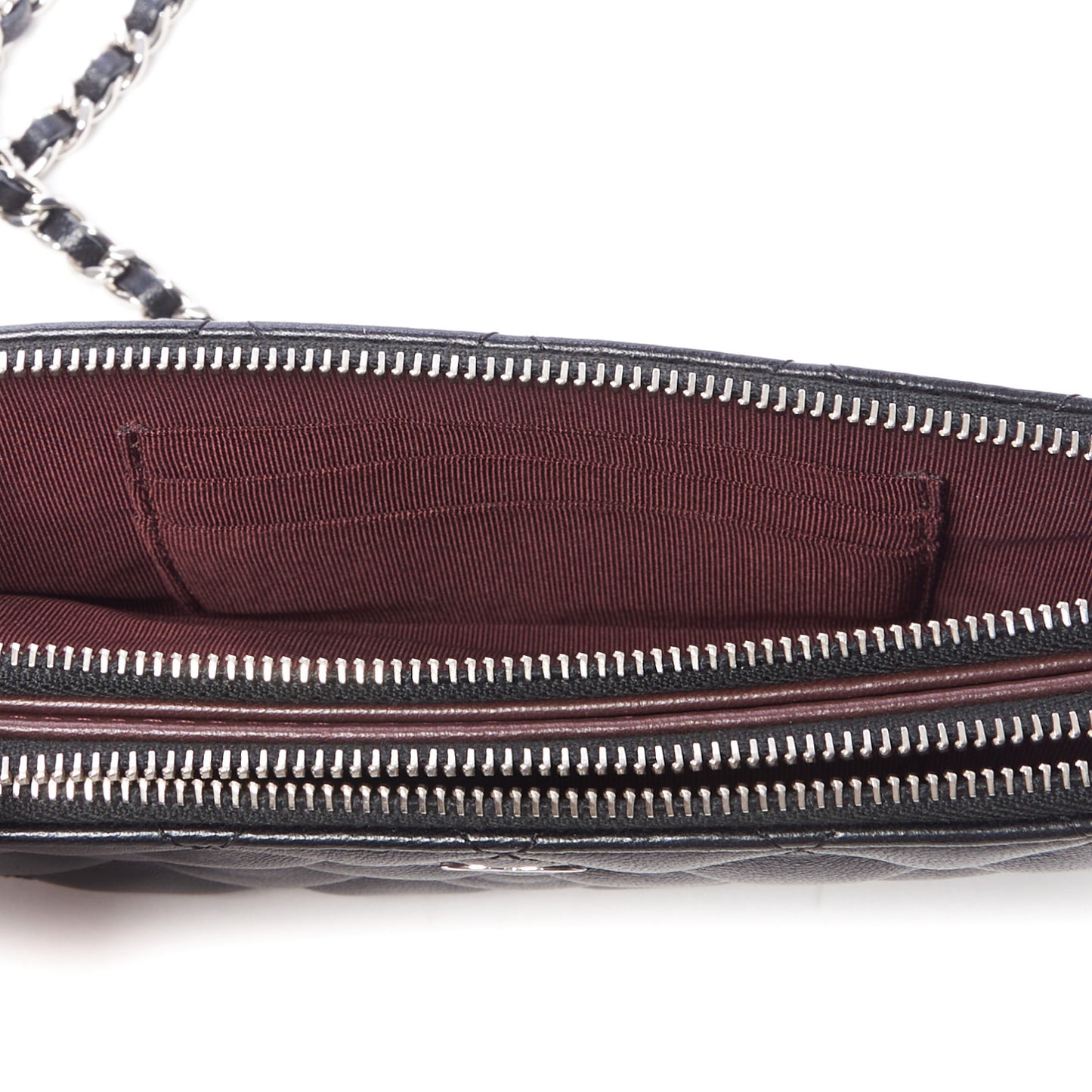 Lambskin Quilted Small Clutch With Chain Black