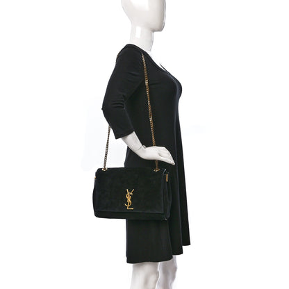 Saint Laurent Smooth Calfskin Suede Medium Reversible Monogram Kate Satchel Black 2 of 8