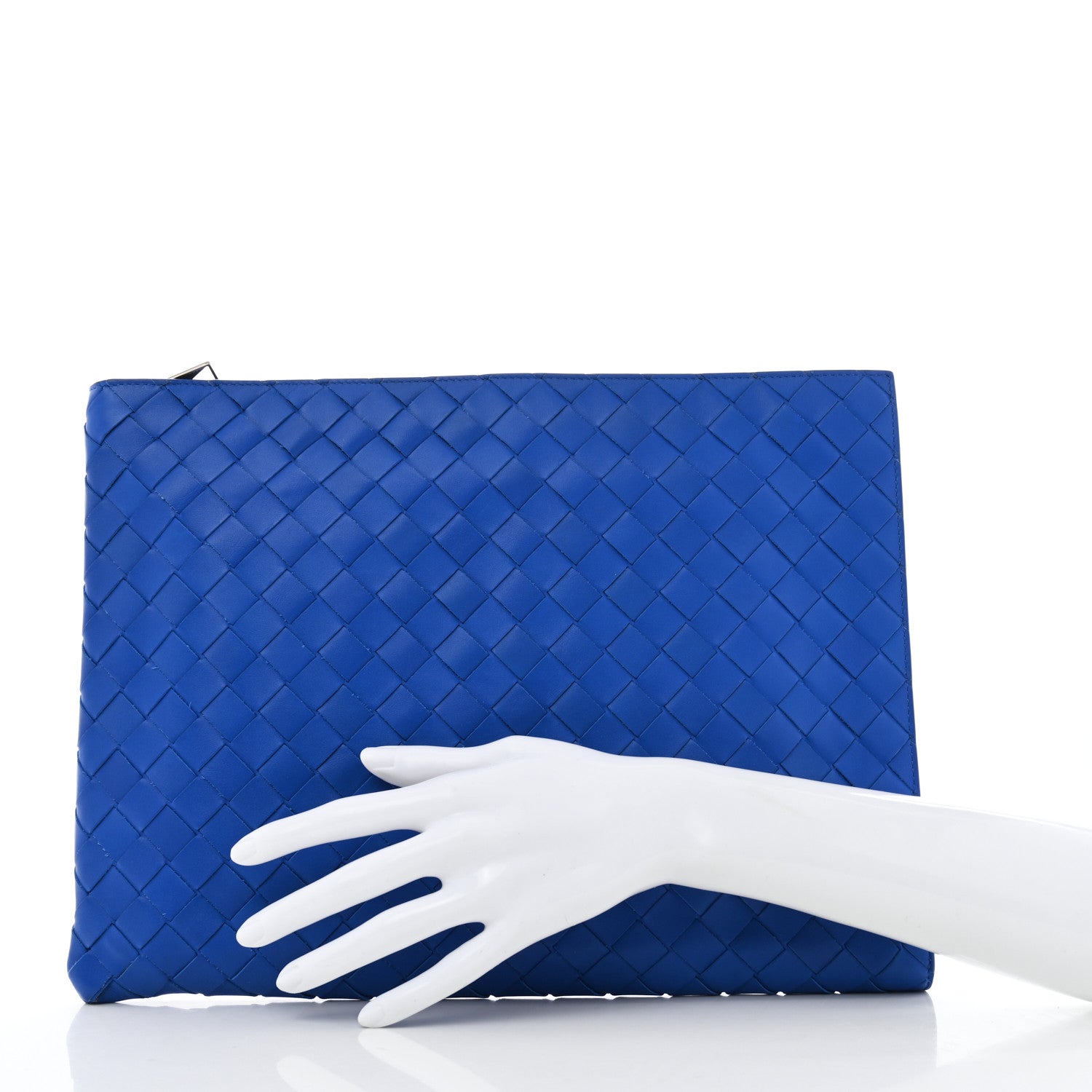 Bottega Veneta Nappa Intrecciato Flat Zip Pouch Signal Blue 2 of 9
