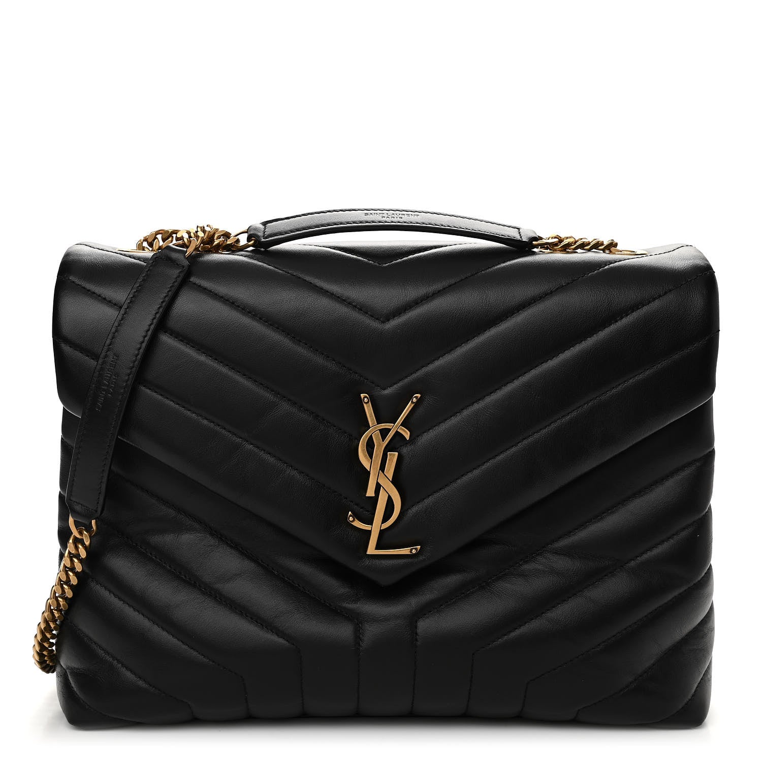 Saint Laurent Calfskin Y Quilted Monogram Medium Loulou Chain Satchel Black 1 of 10
