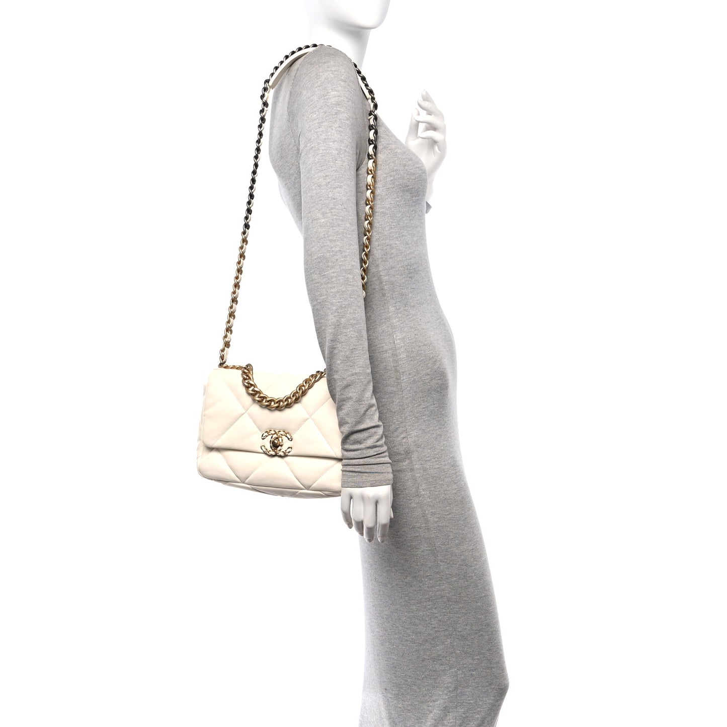 Lambskin Quilted Medium Chanel 19 Flap White