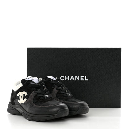 Chanel Mesh Suede Grained Calfskin Womens CC Sneakers 39 Black White 8 of 8