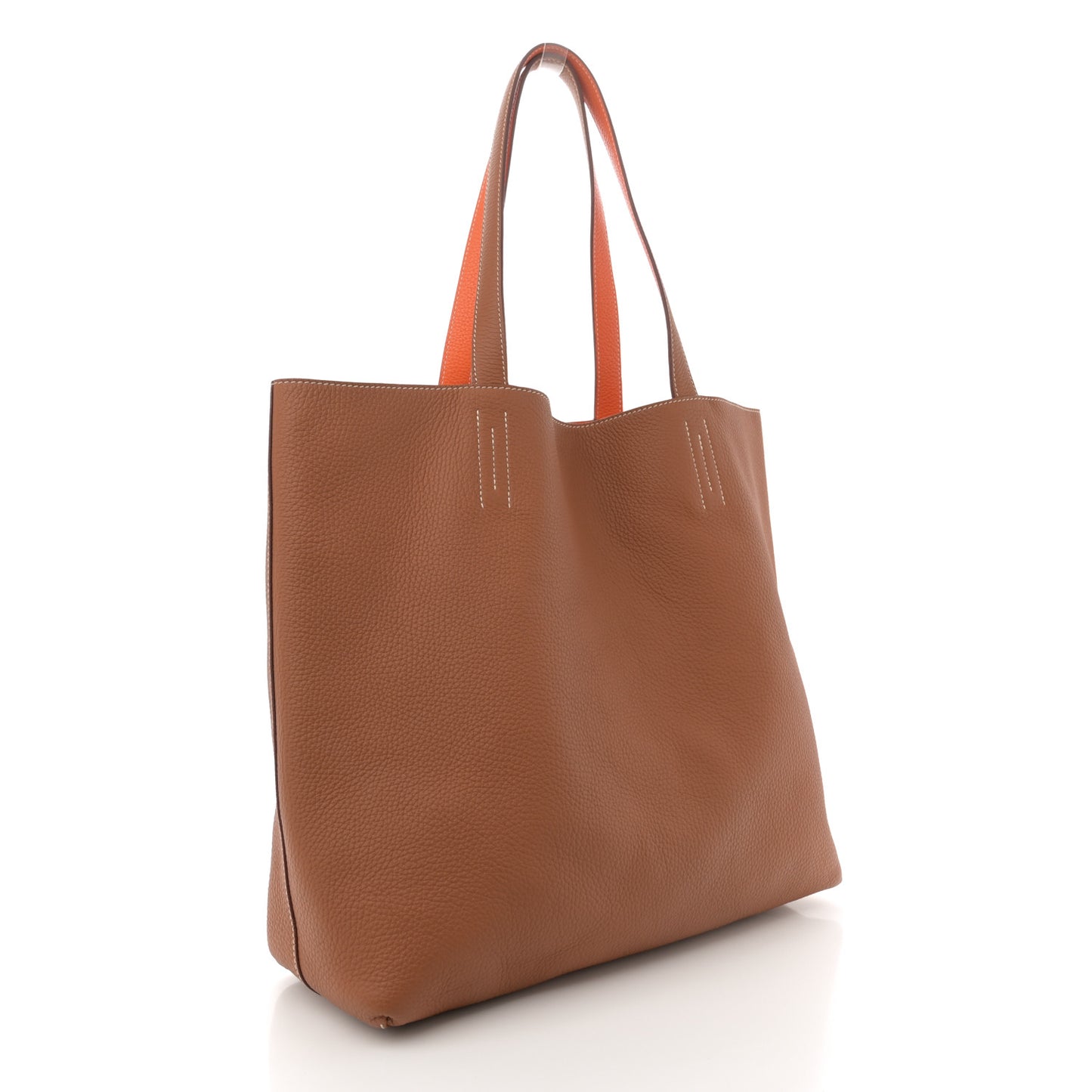 Taurillon Clemence Double Sens 45 Reversible Tote Orange Gold