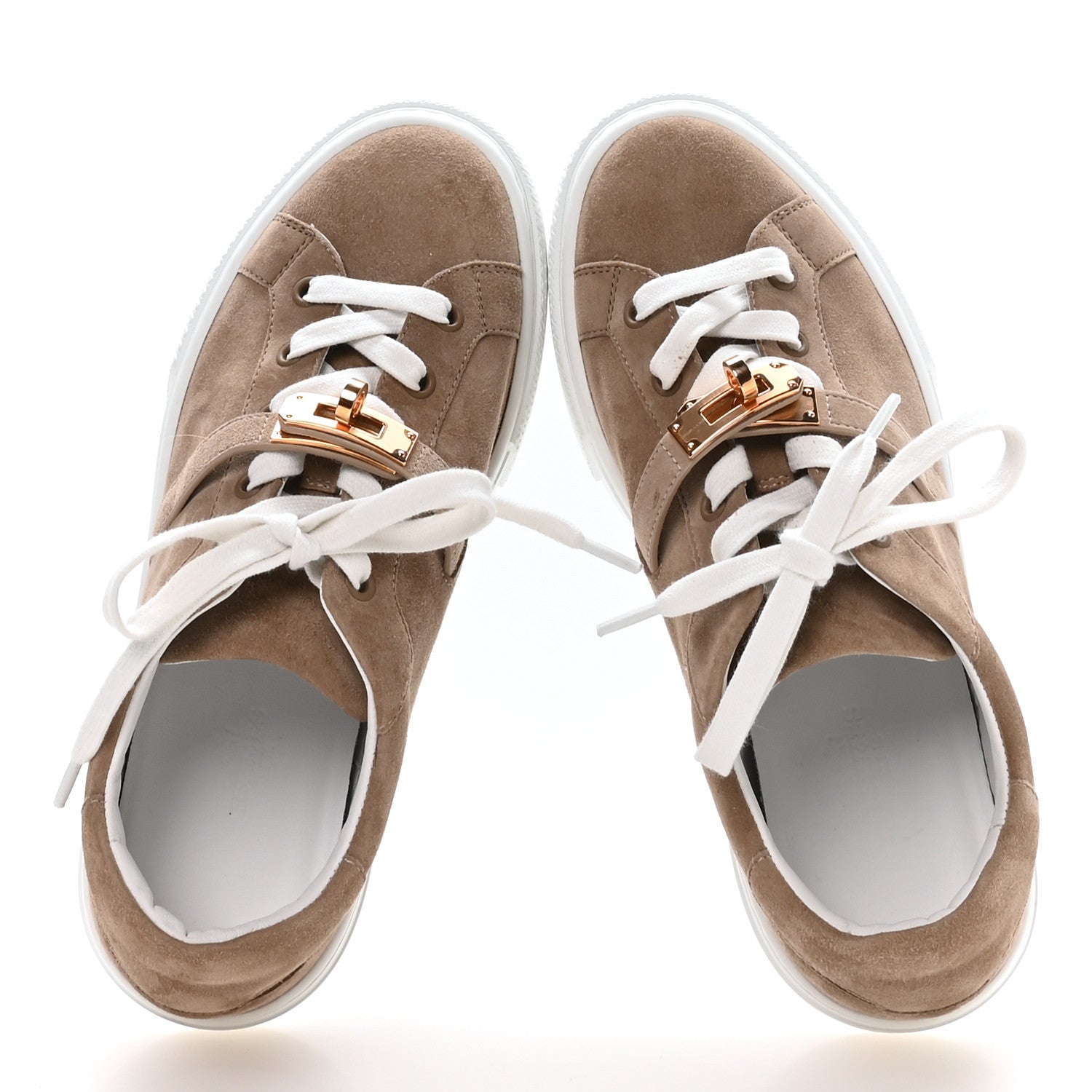 Hermes Chevre Velours Mens Day Sneakers 37.5 Beige Sable 2 of 8