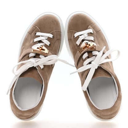Hermes Chevre Velours Mens Day Sneakers 37.5 Beige Sable 2 of 8