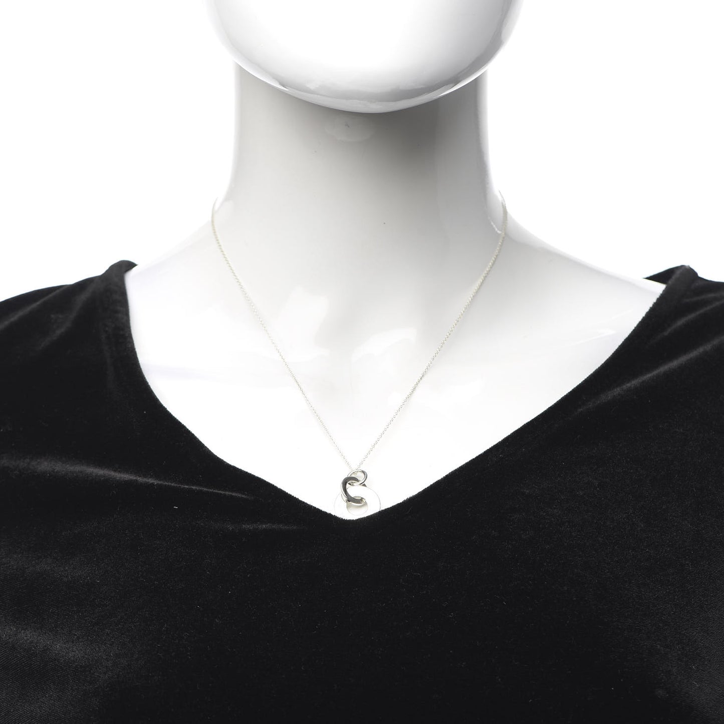 Sterling Silver 1837 Double Interlocking Drop Pendant Necklace
