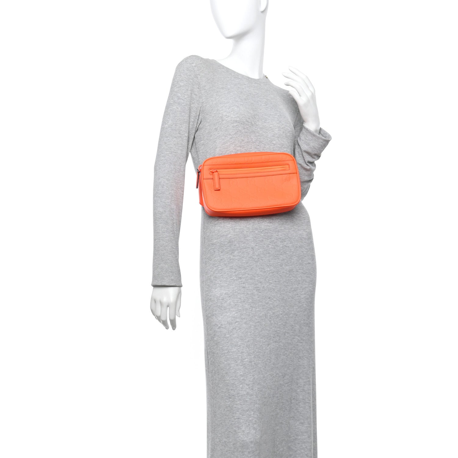 Gucci Rubber Effect Monogram GG Belt Bag New Orange Fluo 2 of 10