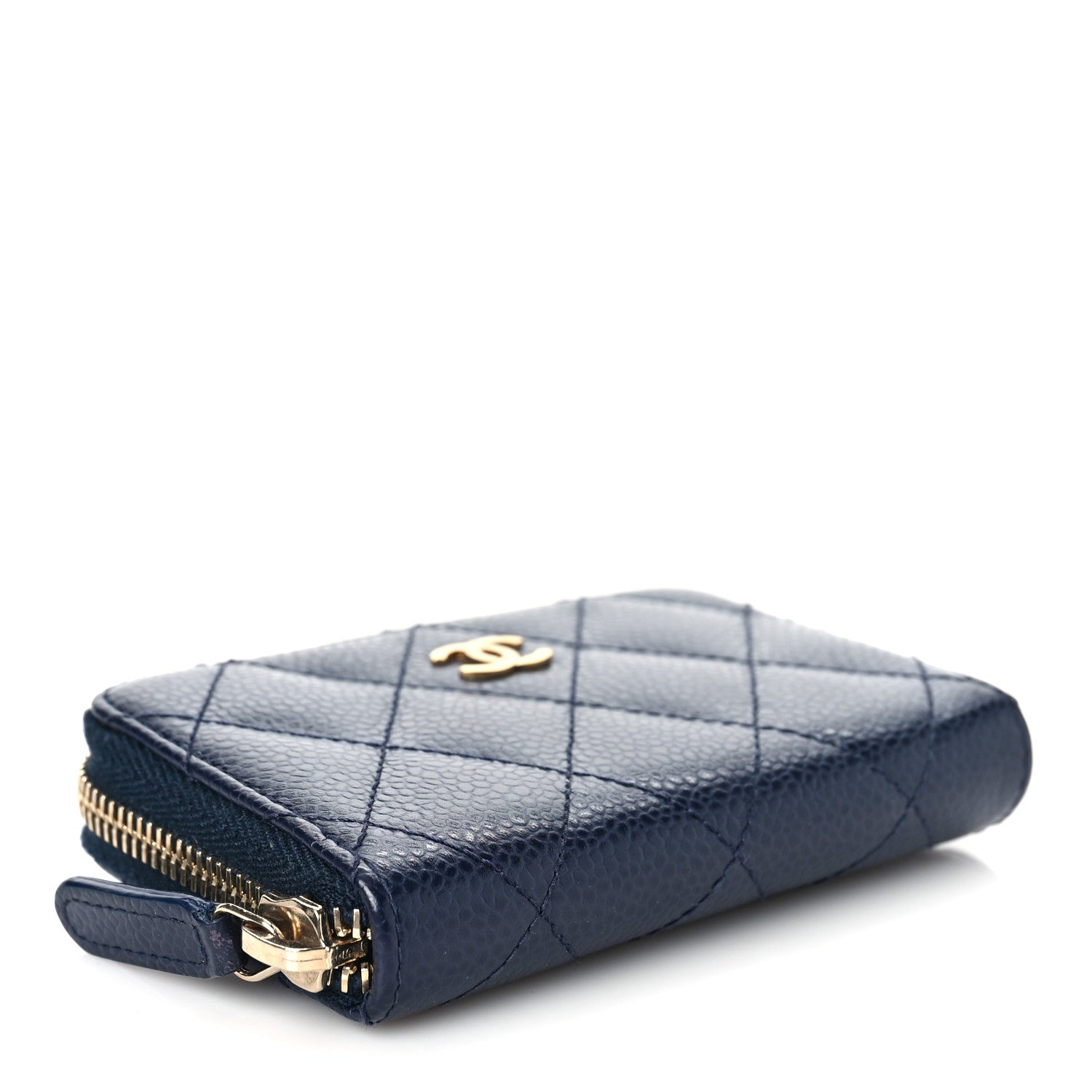 Chanel Caviar Quilted Zip Around Coin Purse Navy 4 of 10