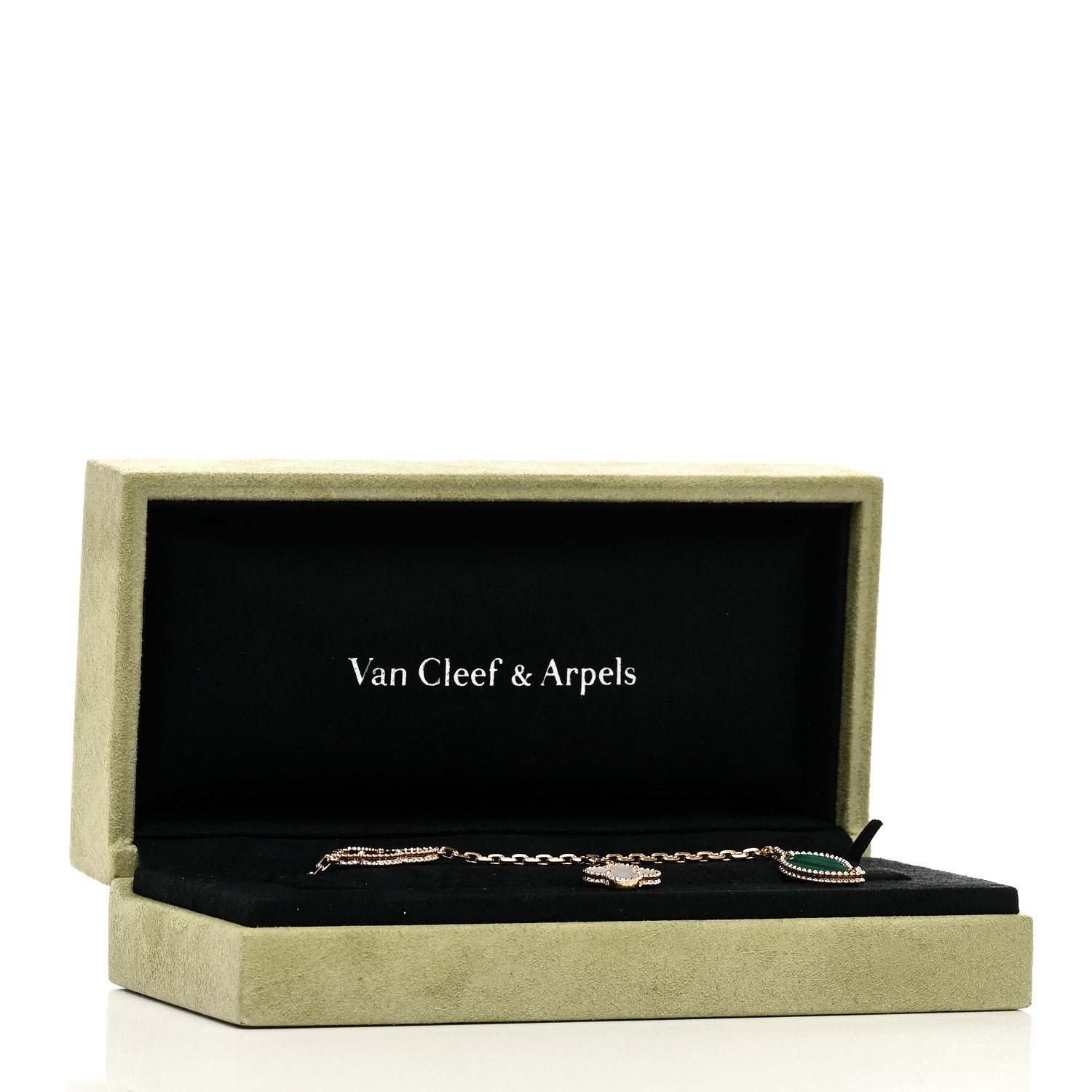 Van Cleef & Arpels 18K Yellow Gold Mother of Pearl Malachite Carnelian Tiger Eye 4 Motifs Lucky Alhambra Bracelet 4 of 4