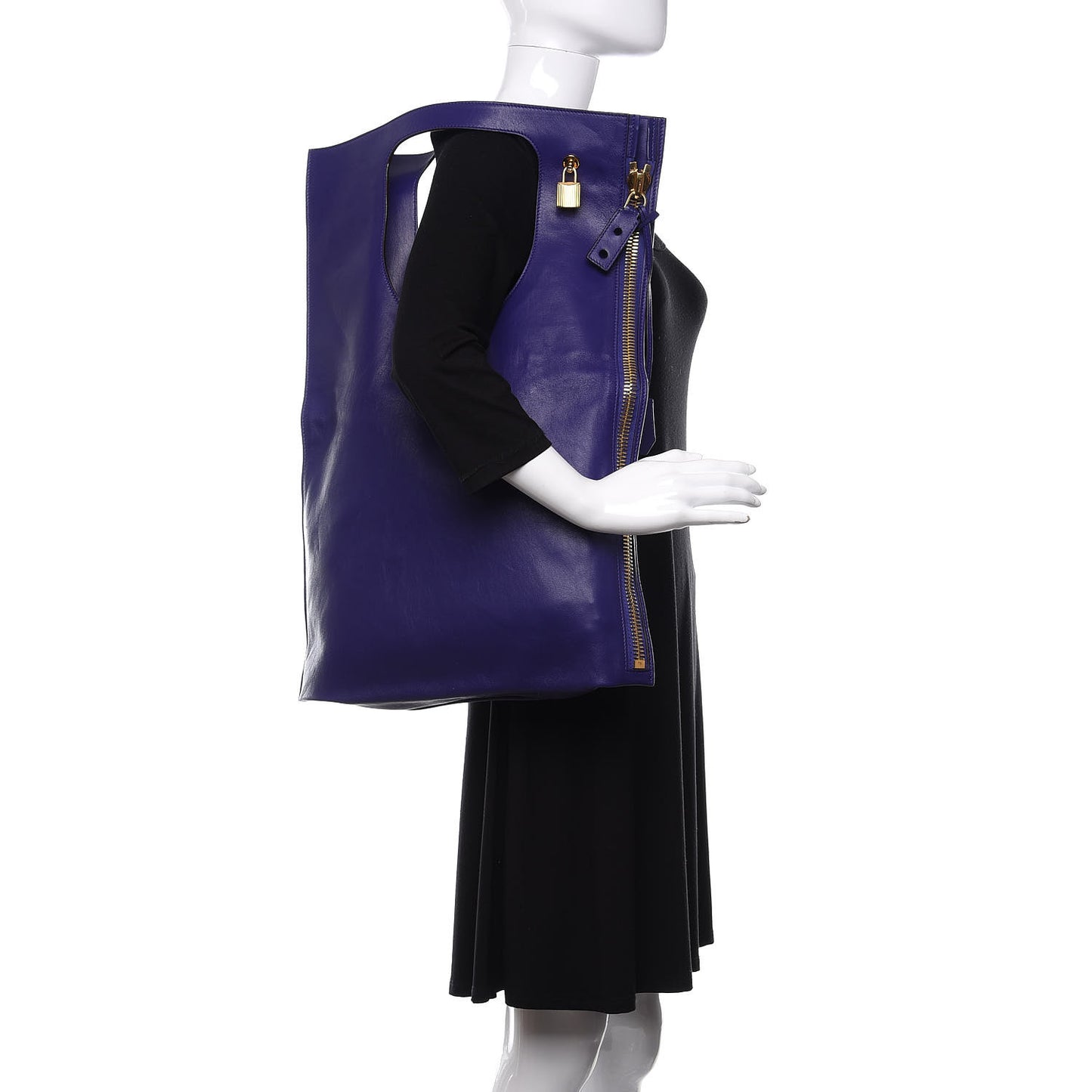 Ramskin Large Alix Padlock Zip Shoulder Bag Violet