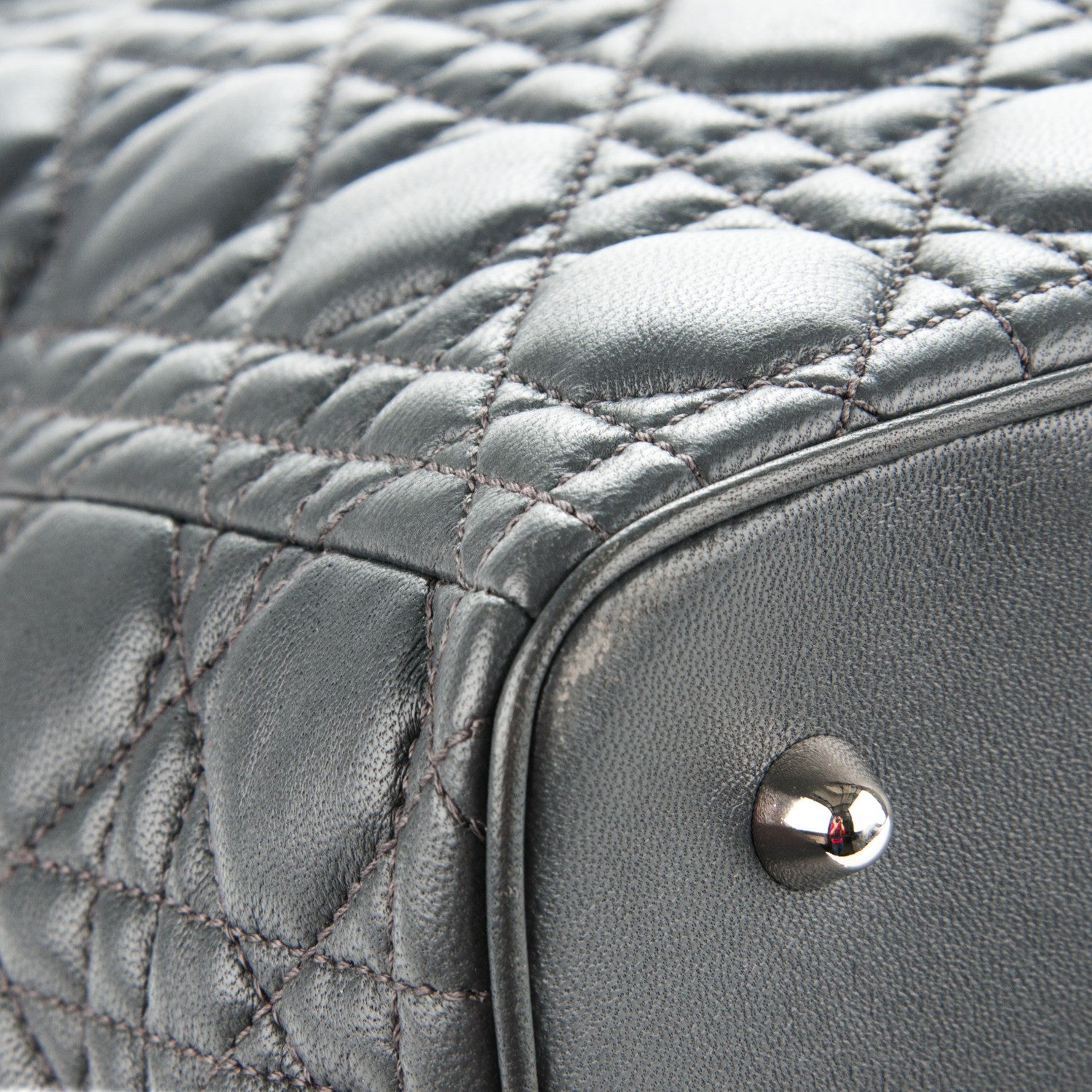 Christian Dior Lambskin Cannage Large Lady Dior Grey 8 of 11