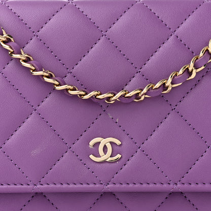 Chanel Lambskin Quilted Wallet On Chain WOC Purple 9 of 11