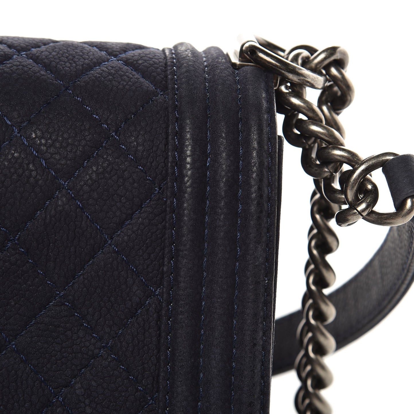 Iridescent Caviar Quilted Medium Boy Flap Navy
