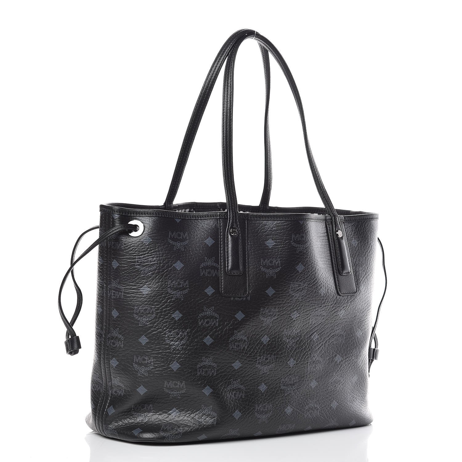 MCM Visetos Medium Liz Reversible Shopper Tote Black 3 of 12