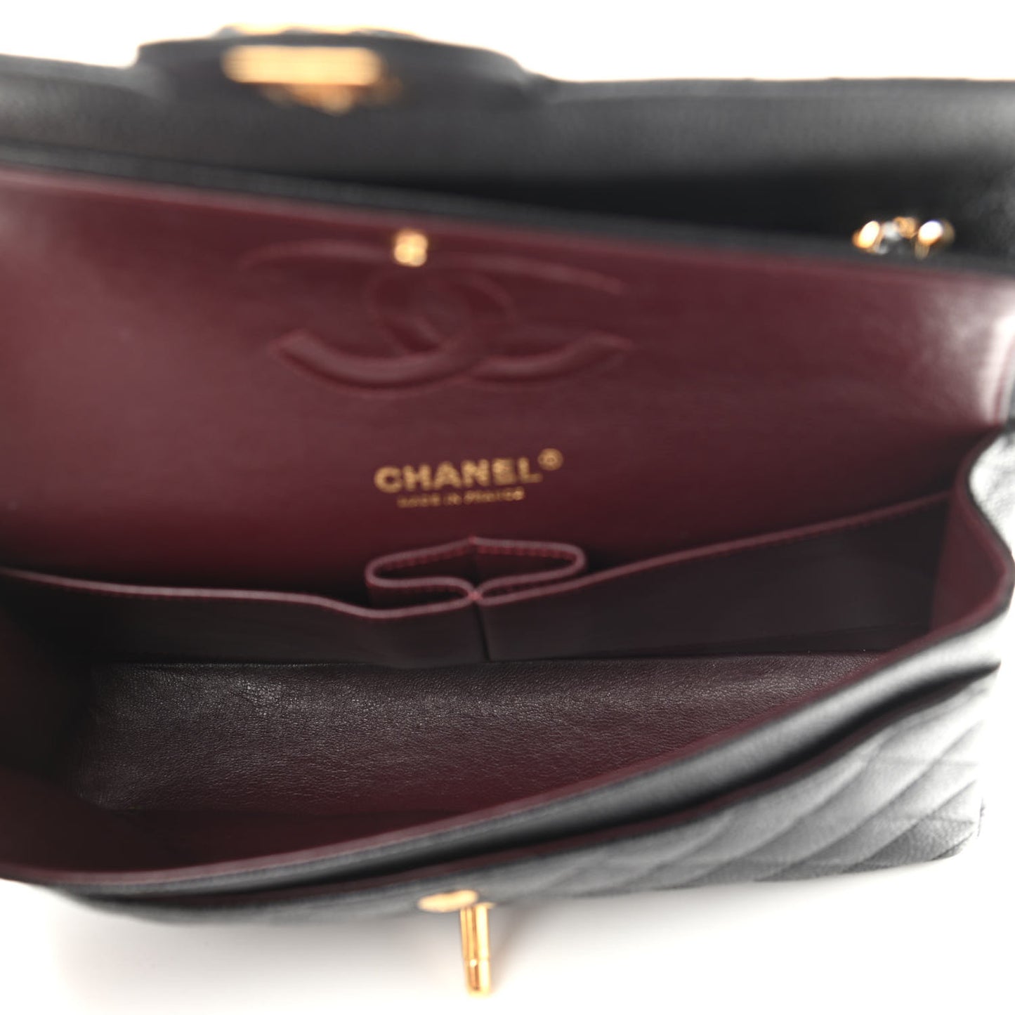Caviar Quilted Medium Double Flap Black