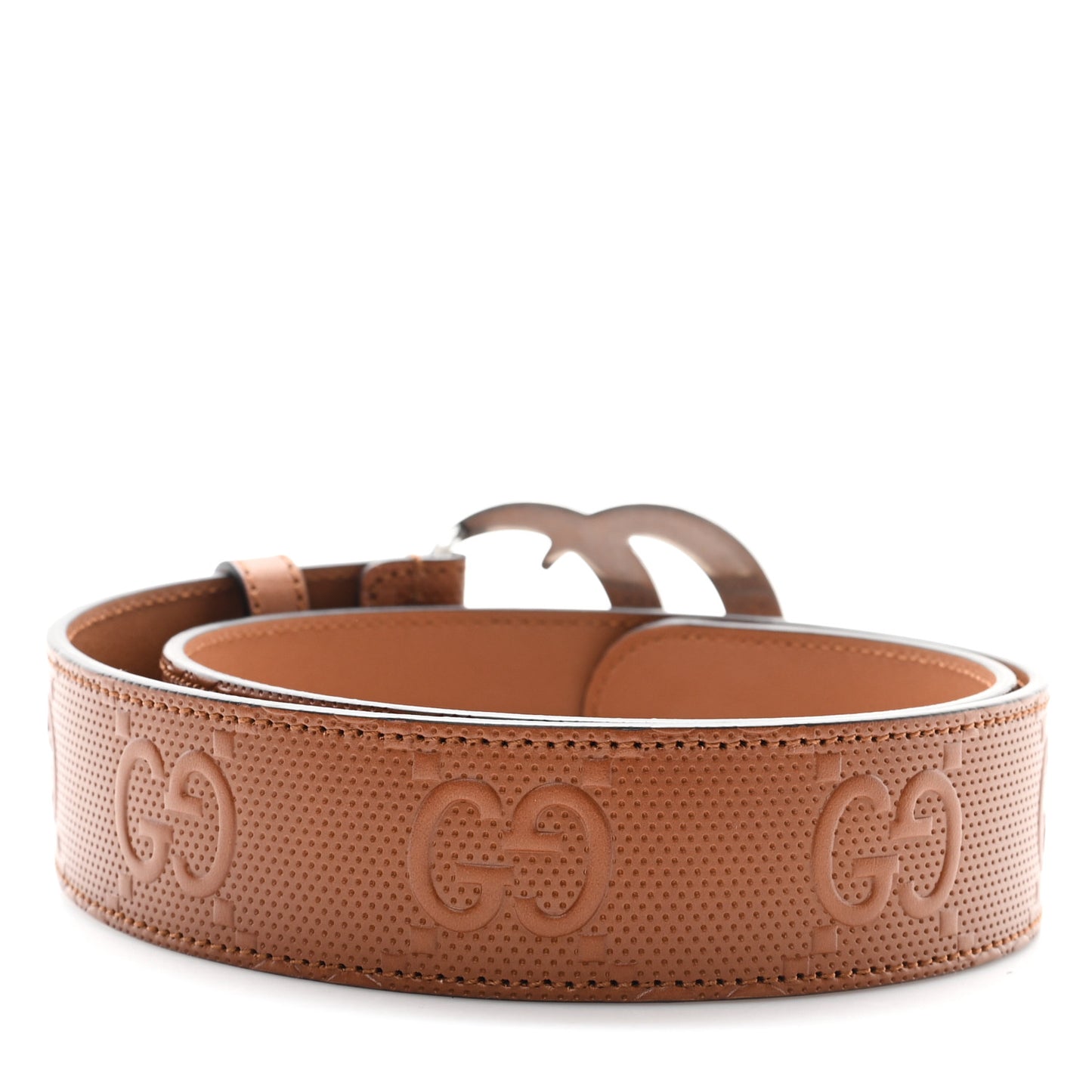 Calfskin GG Tennis Embossed Double G 40mm Belt 75 30 Brown