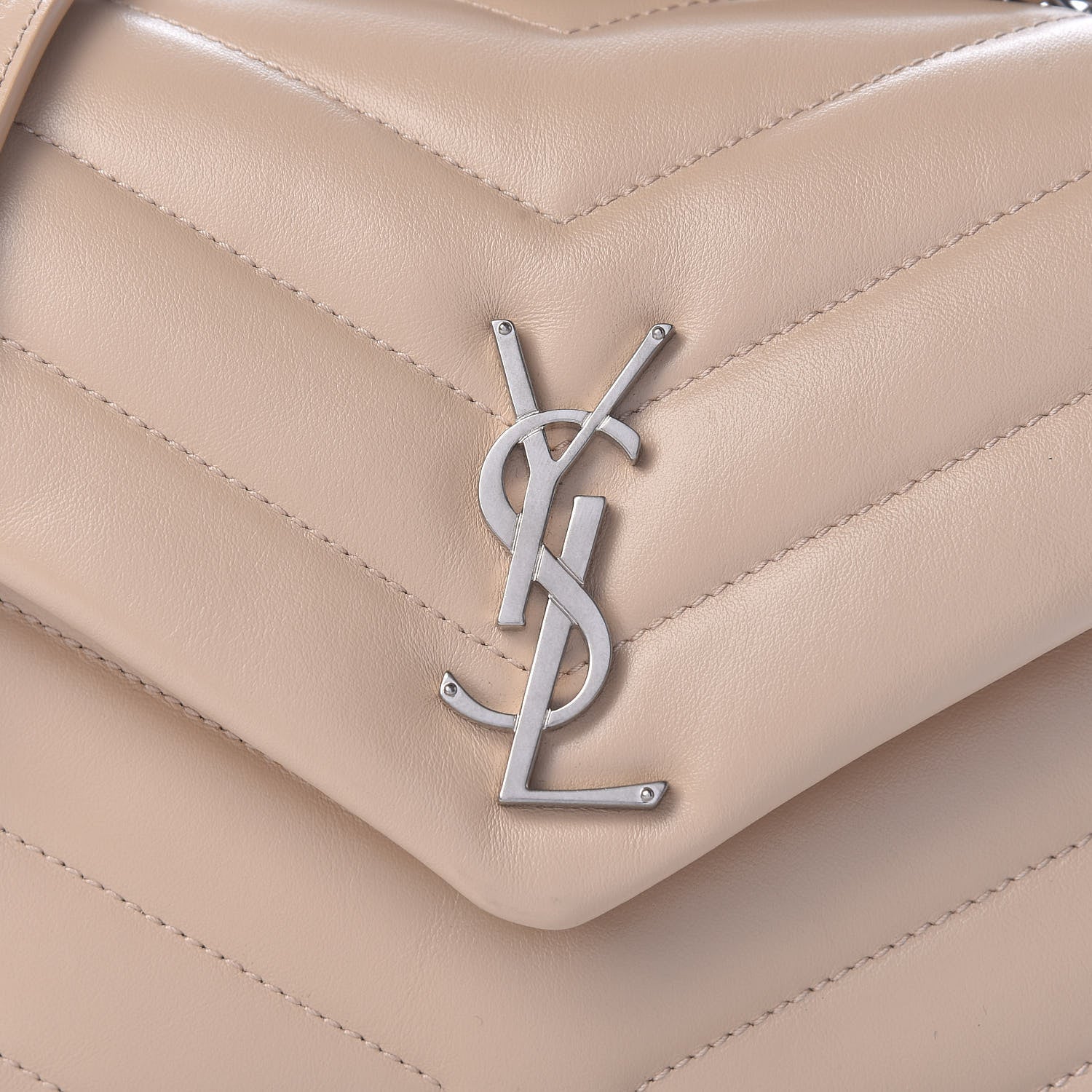 Saint Laurent Calfskin Y Quilted Monogram Small Loulou Chain Satchel Dark Beige 9 of 12